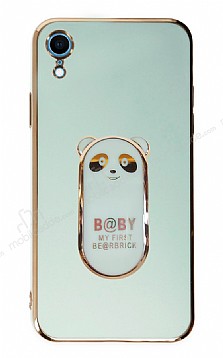 Eiroo iPhone XR Baby Panda Standl Yeil Silikon Klf
