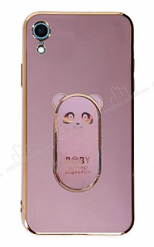 Eiroo iPhone XR Baby Panda Standl Mor Silikon Klf