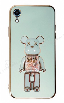 Eiroo iPhone XR Candy Bear Standl Yeil Silikon Klf