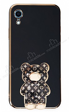 Eiroo iPhone XR Lks Ay Standl Siyah Silikon Klf