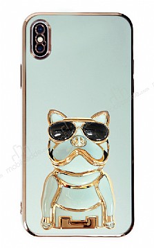 Eiroo iPhone XS Max Bulldog Standl Yeil Silikon Klf