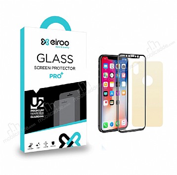 Eiroo iPhone XR n + Arka Full Tempered Glass Gold Cam Ekran Koruyucu