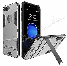 Eiroo Iron Armor iPhone 7 Plus Standl Ultra Koruma Dark Silver Klf