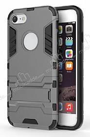 Eiroo Iron Armor iPhone 7 / 8 Standl Ultra Koruma Dark Silver Klf