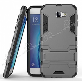 Eiroo Iron Armor Samsung Galaxy J5 Prime Standl Ultra Koruma Dark Silver Klf