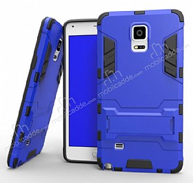 Eiroo Iron Armor Samsung Galaxy Note 4 Standl Ultra Koruma Mavi Klf
