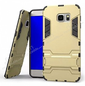 Eiroo Iron Armor Samsung Galaxy S7 Edge Standl Ultra Koruma Gold Klf