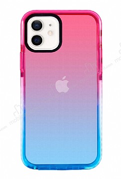 Eiroo Jelly iPhone 11 Mavi-Pembe Silikon Klf