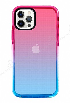 Eiroo Jelly iPhone 13 Pro Mavi-Pembe Silikon Klf