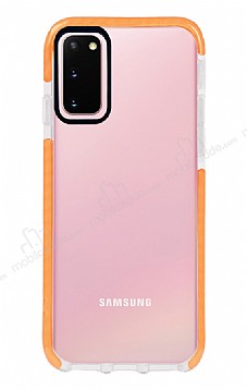 Eiroo Jelly Samsung Galaxy S20 effaf Turuncu Silikon Klf