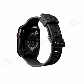 Eiroo KRD-23 Apple Watch 7 Siyah Silikon Kordon (41 mm)