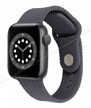 Eiroo KRD-37 Apple Watch 6 Siyah Silikon Kordon 44mm