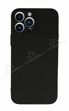 Eiroo Lansman iPhone 13 Pro Max Kamera Korumal Siyah Silikon Klf