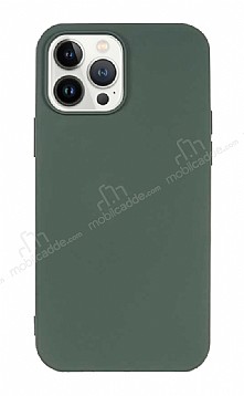 Eiroo Lansman iPhone 13 Pro Max 6.7 in Koyu Yeil Silikon Klf