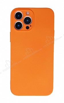 Eiroo Lansman iPhone 13 Pro Max Kamera Korumal Turuncu Silikon Klf
