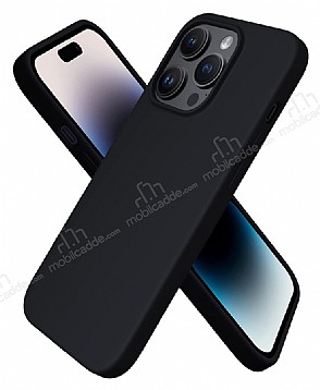 Eiroo Lansman iPhone 14 Pro Max Siyah Silikon Klf