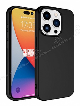 Eiroo Lansman iPhone 15 Pro Max Siyah Silikon Klf