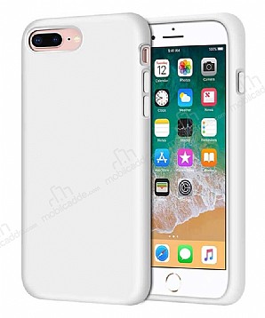 Eiroo Lansman iPhone 7 Plus / 8 Plus Beyaz Silikon Klf