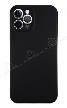 Eiroo Lansman iPhone 12 Pro Max 6.7 in Kamera Korumal Siyah Silikon Klf