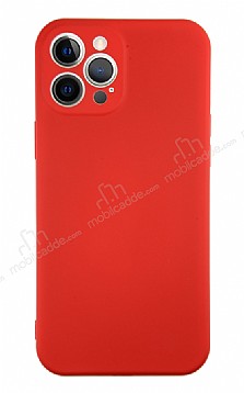 Eiroo Lansman iPhone 12 Pro Max 6.7 in Kamera Korumal Krmz Silikon Klf