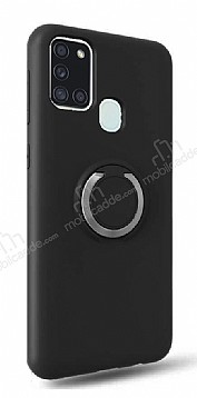 Eiroo Lansman Samsung Galaxy A21S Selfie Yzkl Siyah Silikon Klf