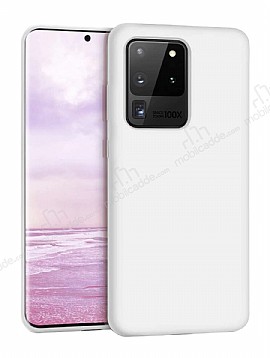 Eiroo Lansman Samsung Galaxy S20 Ultra Beyaz Silikon Kılıf