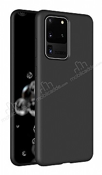 Eiroo Lansman Samsung Galaxy S20 Ultra Siyah Silikon Klf