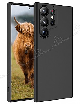 Eiroo Lansman Samsung Galaxy S23 Ultra Kamera Korumal Siyah Silikon Klf