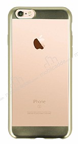 Eiroo Laser Fit iPhone 6 Plus / 6S Plus Gold Kenarl Metalik Silikon Klf