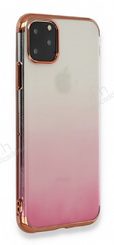 Eiroo Laser Gradient iPhone 11 Pro Max Pembe Silikon Klf