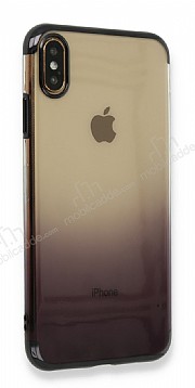 Eiroo Laser Gradient iPhone XS Max Siyah Silikon Klf