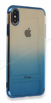 Eiroo Laser Gradient iPhone XS Max Mavi Silikon Klf