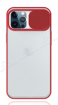 Eiroo Lens Series iPhone 12 Pro Max 6.7 in Krmz Silikon Klf