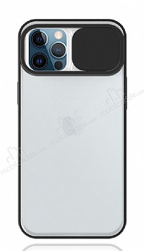 Eiroo Lens Series iPhone 12 Pro Max 6.7 in Siyah Silikon Klf