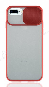 Eiroo Lens Series iPhone 7 Plus / 8 Plus Krmz Silikon Klf