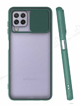 Eiroo Lens Series Samsung Galaxy M32 Koyu Yeil Silikon Klf