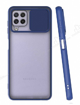 Eiroo Lens Series Samsung Galaxy M32 Lacivert Silikon Klf