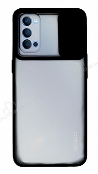 Eiroo Lens Series Oppo Reno4 Siyah Silikon Klf