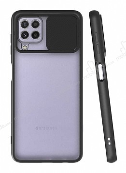 Eiroo Lens Series Samsung Galaxy M22 Siyah Silikon Klf