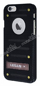 Eiroo Lesan iPhone 6 Plus / 6S Plus Standl Metal Delikli Siyah Rubber Klf
