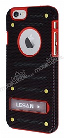 Eiroo Lesan iPhone 6 / 6S Standl Metal Delikli Krmz Siyah Rubber Klf