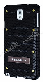 Eiroo Lesan Samsung N9000 Galaxy Note 3 Standl Metal Delikli Siyah Rubber Klf