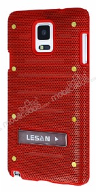 Eiroo Lesan Samsung N9100 Galaxy Note 4 Standl Metal Delikli Krmz Rubber Klf