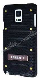 Eiroo Lesan Samsung N9100 Galaxy Note 4 Standl Metal Delikli Siyah Rubber Klf