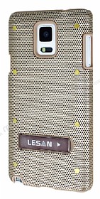 Eiroo Lesan Samsung N9100 Galaxy Note 4 Standl Metal Delikli Gold Rubber Klf