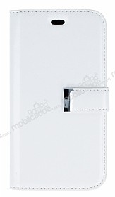 Eiroo LG G2 Mini Buckle Standl Czdanl Beyaz Deri Klf