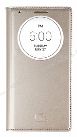 Eiroo LG G3 Uyku Modlu Pencereli Gold Deri Klf