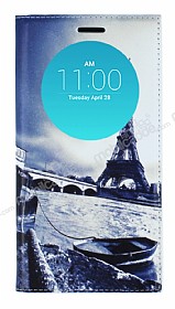 LG G4 Gizli Mknatsl Pencereli Eiffel Deri Klf