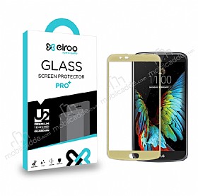 Eiroo LG K10 Tempered Glass Gold Full Cam Ekran Koruyucu