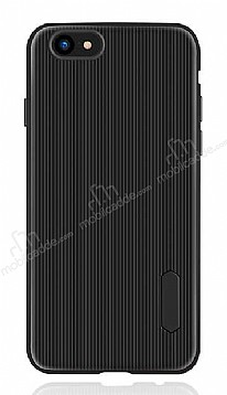 Eiroo Line iPhone SE 2020 Siyah Silikon Klf